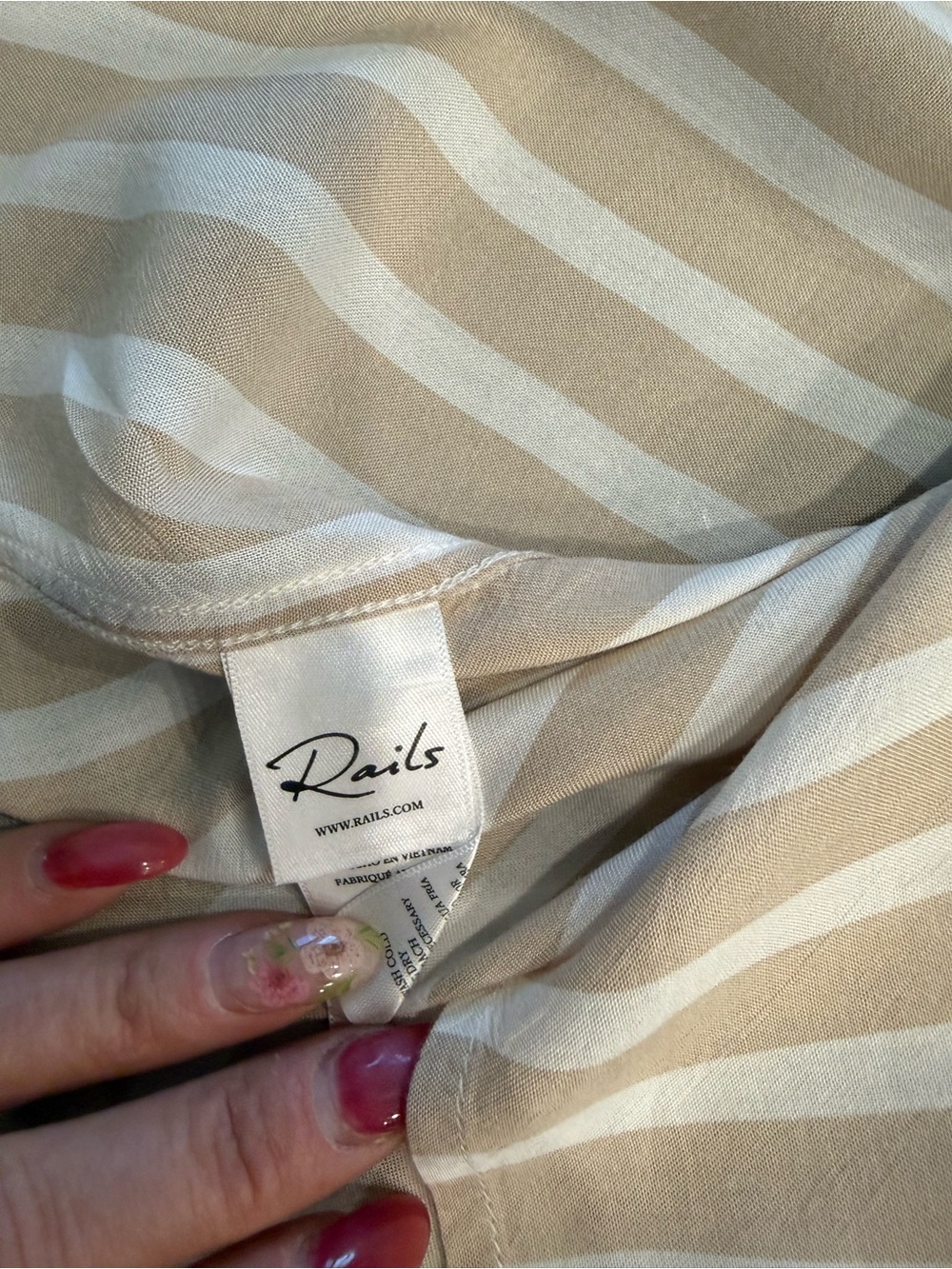 Rails Beige and White Striped Button-Front Shirt - Picture 6 of 9